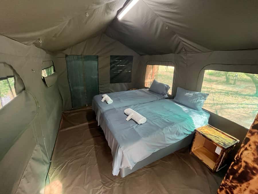 4 Day Dumela Tented Camp Safari - Day 1: OR Tambo transfer, Blue Canyon sunset drive, and boma dinner timing