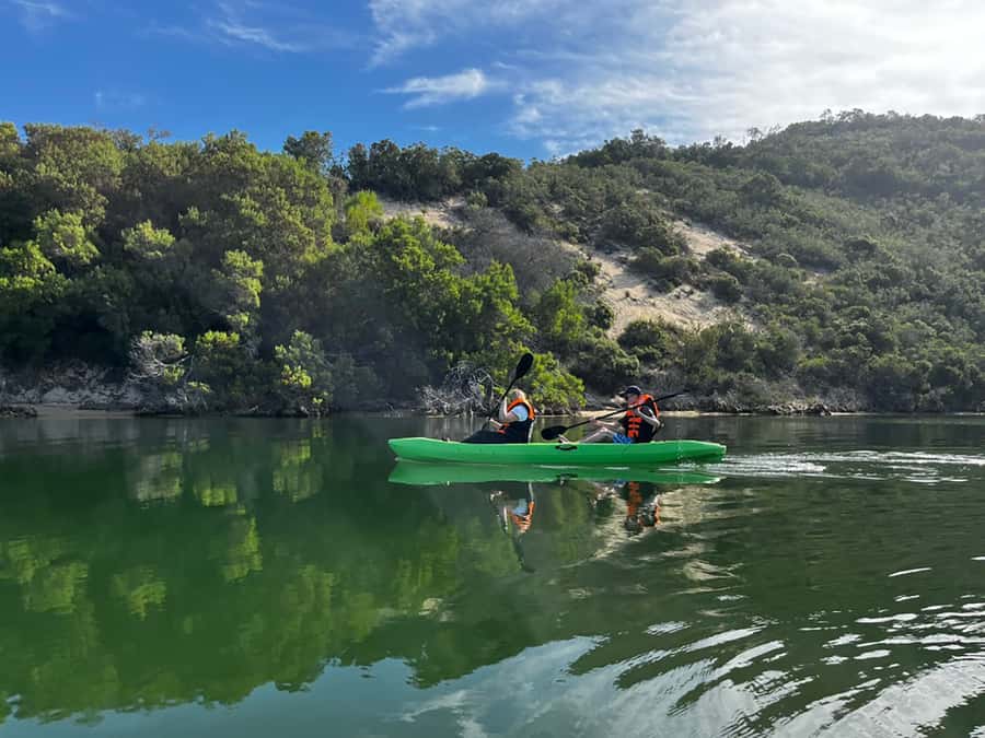 CANOEING IN SEDGEFIELD AT OYSTERS EDGE, GARDEN ROUTE - A quiet paddle on Sedgefield Lagoon at Oysters Edge