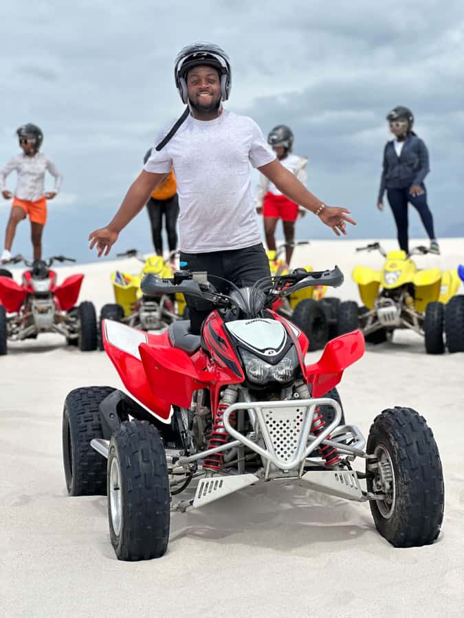 Cape Town Sand Dunes ATV Quad bike tour & PHOTOS - Helmet on, hair net on, then the safety briefing takes over
