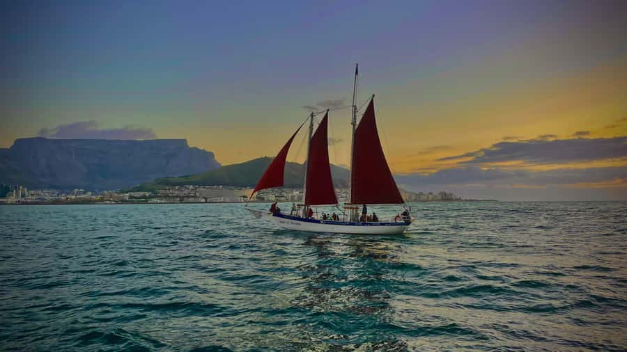Cape Town: Sunset Cruise from V&A Waterfront with Bubbly - The boat: a classic 58-foot gaff rigged schooner under sail