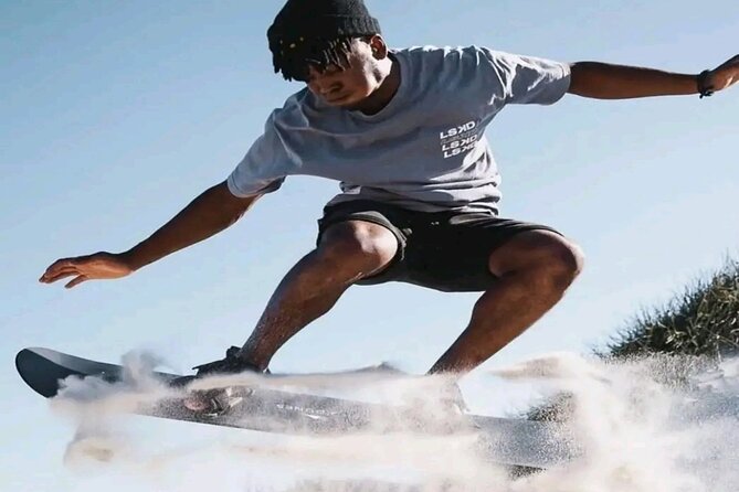 Explore Atlantis Sand Dunes with a 1hour 30mins sandboarding tour - Included Gear, Water, and the Comfort Factor (Shed and Drinks)