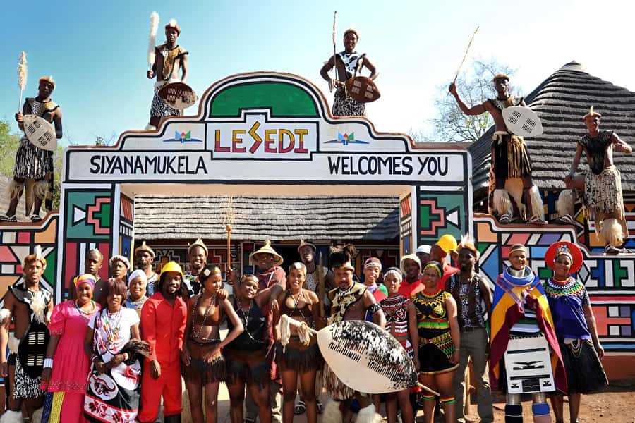 Lesedi Cultural Village with lunch or dinner cultural food - Drumming Welcome and the Five Homesteads You’ll Walk Through