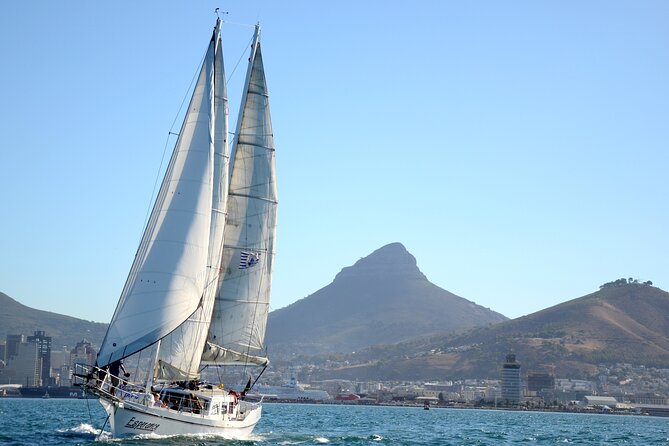 Sailing in Table Bay Cape Town aboard a Classic Schooner - Crew Matters: Keagan, Bruce, and Captain Tinashe at the Helm