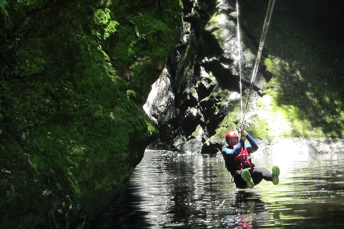 Standard Canyoning Trip in The Crags, South Africa - First adrenaline rush: jump or rappel into the canyon