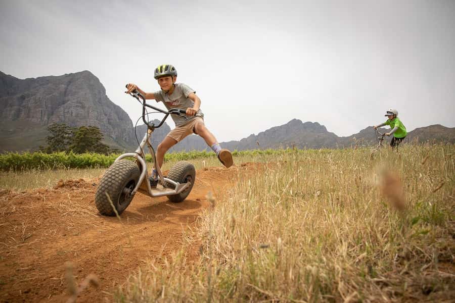 Stellenbosch Winelands downhill gravity Scooter - Where the Day Starts: Banhoek Chilli Oil Company